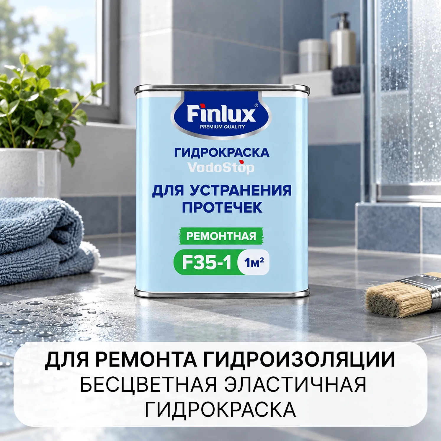 Восстанови гидроизоляцию, чтобы не делать ремонт у соседа! Finlux VodoStop F35-01. 1 кв.м. Бесцветная